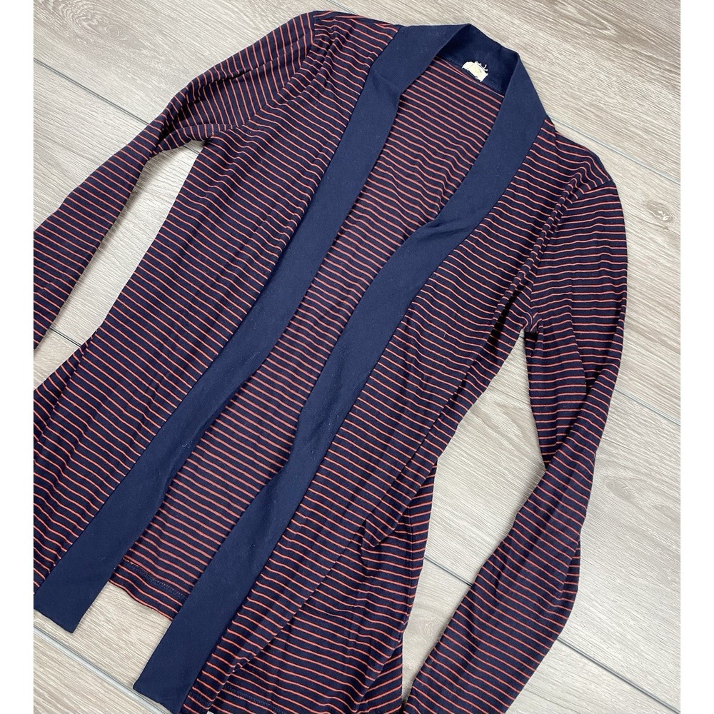 J Crew Women's Long Sleeve Striped Open Front Cardigan Navy Size XS